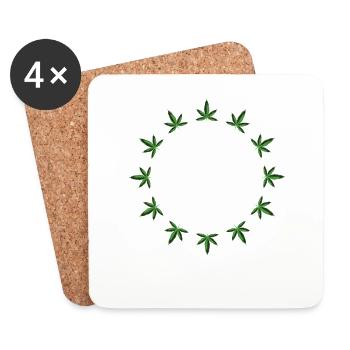Cercle de chanvre de feuille de cannabis - Dessous de verre (lot de 4) - blanc - Devant