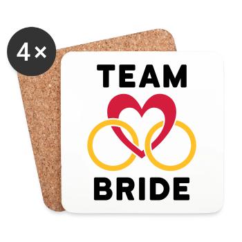 Team bride (Herz, zwei Ringe) - Untersetzer (4er-Set) - Weiß - Vorne