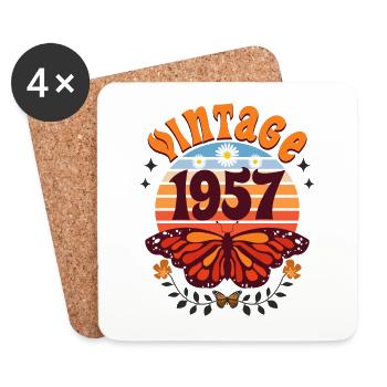 Retro und Vintage 1957 Frau 65 Jahre Jubiläum - Untersetzer (4er-Set) - Weiß - Vorne