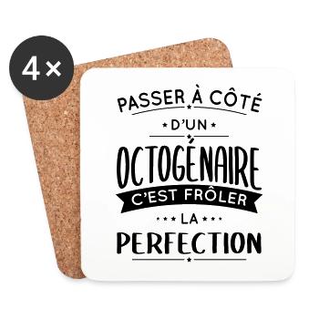 Anniversaire 80 ans - Octogénaire Perfection - Dessous de verre (lot de 4) - blanc - Devant