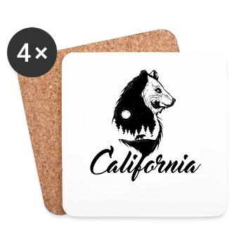 California Nature Bear - Coasters (set of 4) - white - Front