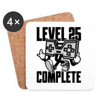 Level 25 Complete Geburtstagsgeschenk 25 Jahre - Untersetzer (4er-Set) - Weiß - Vorne
