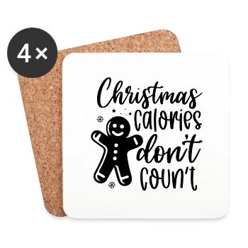 Les calories de Noël ne comptent pas - Gingerbread Man - Dessous de verre (lot de 4) - blanc - Devant