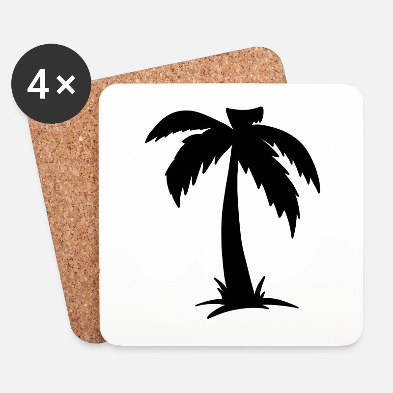 Palme Palm - Untersetzer (4er-Set) - Weiß