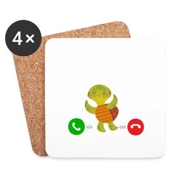 Meine Schildkröte Ruft An... und ich muss gehen - Untersetzer (4er-Set) - Weiß - Vorne