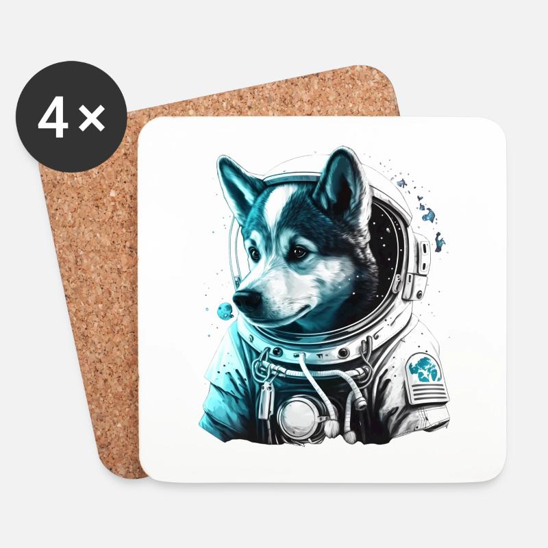Ein süßer Astronauten-Husky - Untersetzer (4er-Set) - Weiß