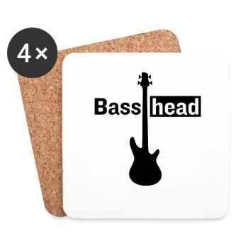 Basse Tête Guitare Amateur de musique Guitariste basse - Dessous de verre (lot de 4) - blanc - Devant