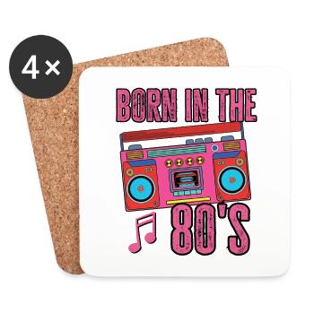 Né dans les années 80 Old School 80s 90s Retro Boombox - Dessous de verre (lot de 4) - blanc - Devant