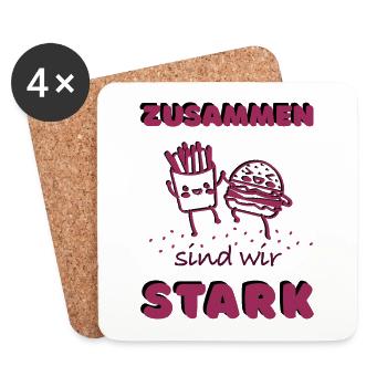 Zusammen sind wir stark - Freunde - Untersetzer (4er-Set) - Weiß - Vorne