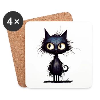Hässliche Katze - Untersetzer (4er-Set) - Weiß - Vorne