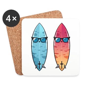 Surfing Board Water Wave Sea Beach Holiday - Coasters (set of 4) - white - Front