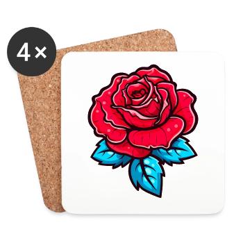 Schöne rote Rose - Untersetzer (4er-Set) - Weiß - Vorne