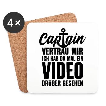 LUSTIG KAPITÄN SEGELN SEGELBOOT KAPITÄN SEGLER - Untersetzer (4er-Set) - Weiß - Vorne