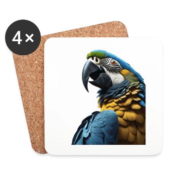 Blaue Aras bunt gefärbte tropische Vögel - Untersetzer (4er-Set) - Weiß - Vorne