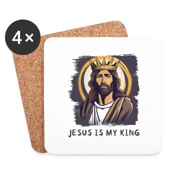 Jesus is my king Jesus Spruch Sprüche - Untersetzer (4er-Set) - Weiß - Vorne