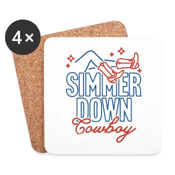 Simmer Down Cowboy - Coasters (set of 4) - white - Front