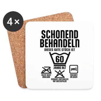 SCHONEND BEHANDELN 60 JAHRE ALT 60. GEBURTSTAG - Untersetzer (4er-Set) - Weiß - Vorne