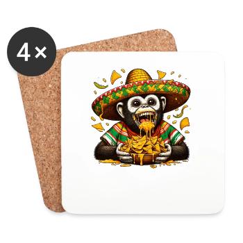 Cinco de Mayo Affe mit Nachos - Untersetzer (4er-Set) - Weiß - Vorne