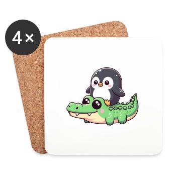 Penguin on crocodile safari - Coasters (set of 4) - white - Front