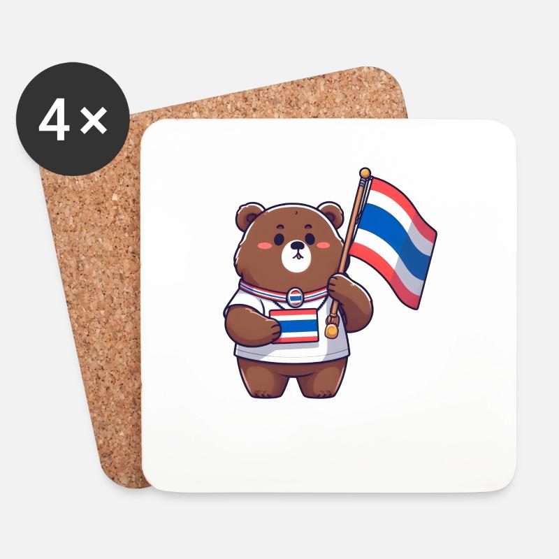 Thai Bär - Untersetzer (4er-Set) - Weiß