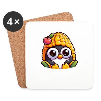Pingouin en costume de maïs - Dessous de verre (lot de 4) - blanc - Devant