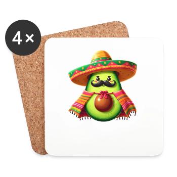 Cinco de Mayo Avocado Schnurrbart - Untersetzer (4er-Set) - Weiß - Vorne