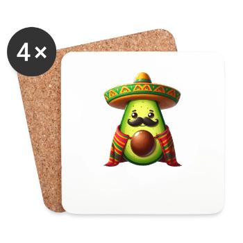 Cinco de Mayo Avocado Schnurrbart - Untersetzer (4er-Set) - Weiß - Vorne