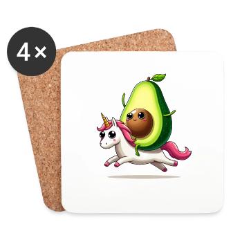 Avocado auf Einhorn - Untersetzer (4er-Set) - Weiß - Vorne