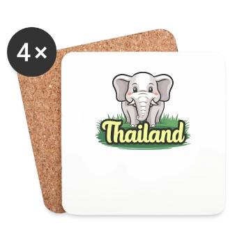Fier éléphant de Thaïlande - Dessous de verre (lot de 4) - blanc - Devant