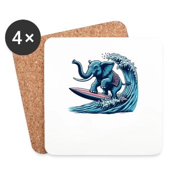 Surfing elephant - Coasters (set of 4) - white - Front