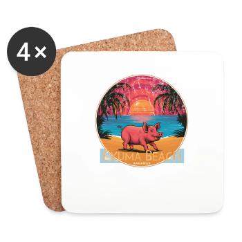 Schwein im Exuma Bahamas Sonnenuntergang - Untersetzer (4er-Set) - Weiß - Vorne
