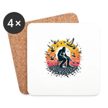 Bigfoot likes pigeons! - Coasters (set of 4) - white - Front