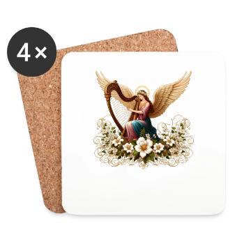 Engel auf Wolken - Für Christen - Untersetzer (4er-Set) - Weiß - Vorne