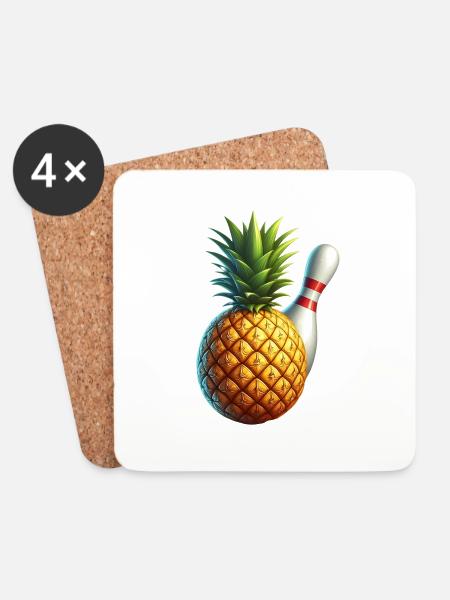 Bowlingkugel und Ananas - Untersetzer (4er-Set) - Weiß