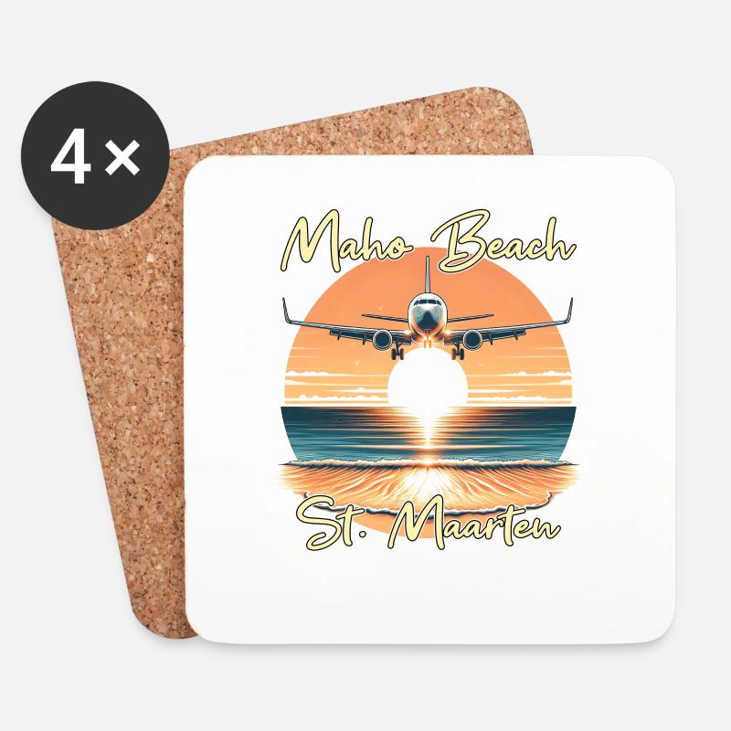 Flugzeug-Show über Maho Beach - Untersetzer (4er-Set) - Weiß