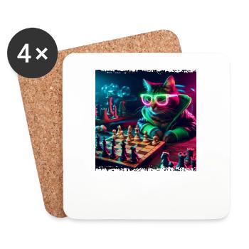 Chess Club Cat - Coasters (set of 4) - white - Front