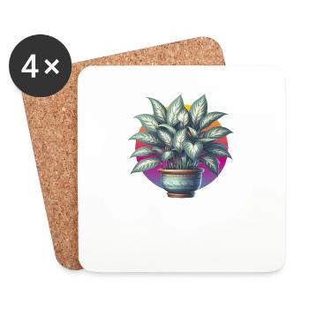Dieffenbachia plant in pot - Coasters (set of 4) - white - Front