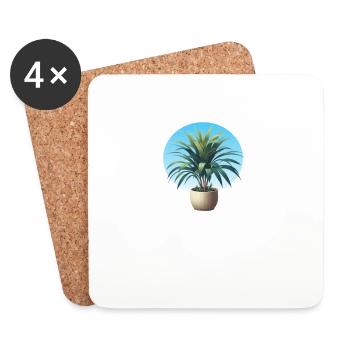 Dracaena plant in pot - Coasters (set of 4) - white - Front