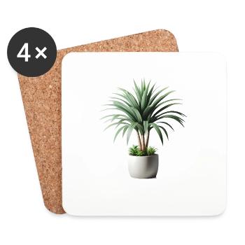 Dracaena plant in pot - Coasters (set of 4) - white - Front