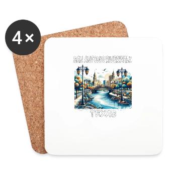 San Antonio Riverwalk, Texas - Coasters (set of 4) - white - Front