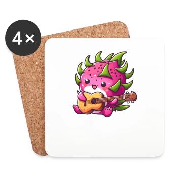Le fruit du dragon joue de la guitare - Dessous de verre (lot de 4) - blanc - Devant