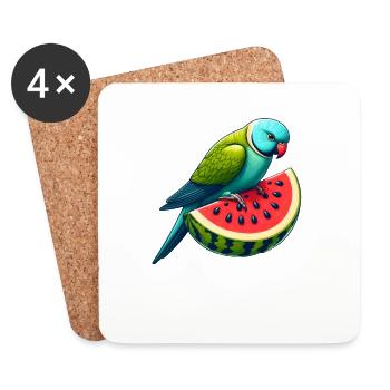 Indischer Ringhals Papagei Wassermelone - Untersetzer (4er-Set) - Weiß - Vorne