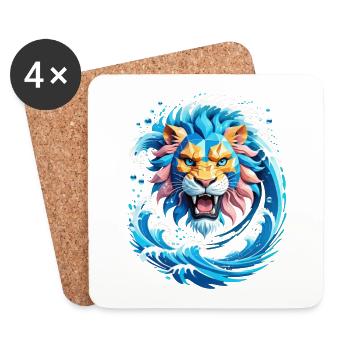 lion rois des vagues - Dessous de verre (lot de 4) - blanc - Devant