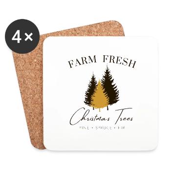 Farm Fresh Christmas Tree – Vintage Christmas Look - Coasters (set of 4) - white - Front