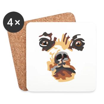 Portrait de visage de grizzli d’ours - Dessous de verre (lot de 4) - blanc - Devant