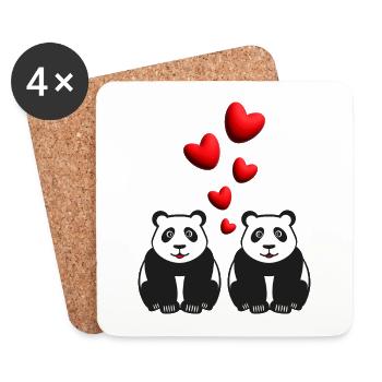 Panda Liebe mit vielen Herzen. - Untersetzer (4er-Set) - Weiß - Vorne