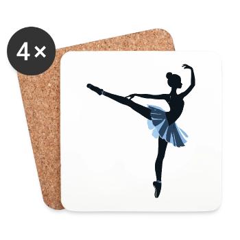 Illustration de danseuse de ballet en noir et blanc - Dessous de verre (lot de 4) - blanc - Devant