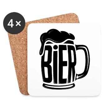 Bier - Lustiger Alkohol Logo - Untersetzer (4er-Set) - Weiß - Vorne