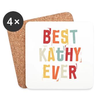 Best Kathy Ever First Name Retro Text Gift - Coasters (set of 4) - white - Front