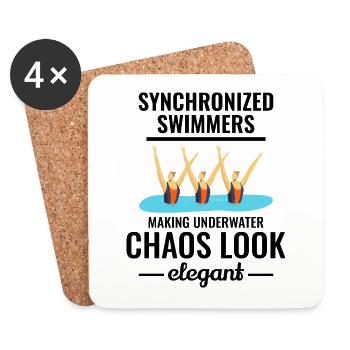 Natation synchronisée Chaos sous-marin Élégant - Dessous de verre (lot de 4) - blanc - Devant